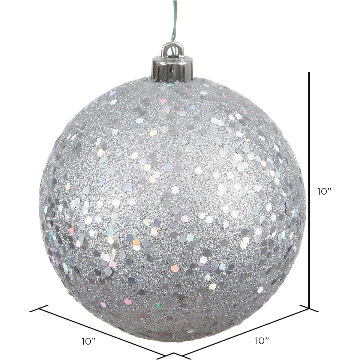 Vickerman 10 in. Sequin Ball Ornament 250MM Silver N592507DQ