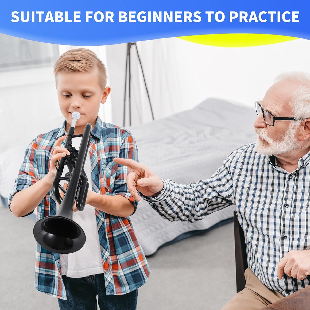 PAMPET Professional Plastic Trumpet C Trumpet (Black)