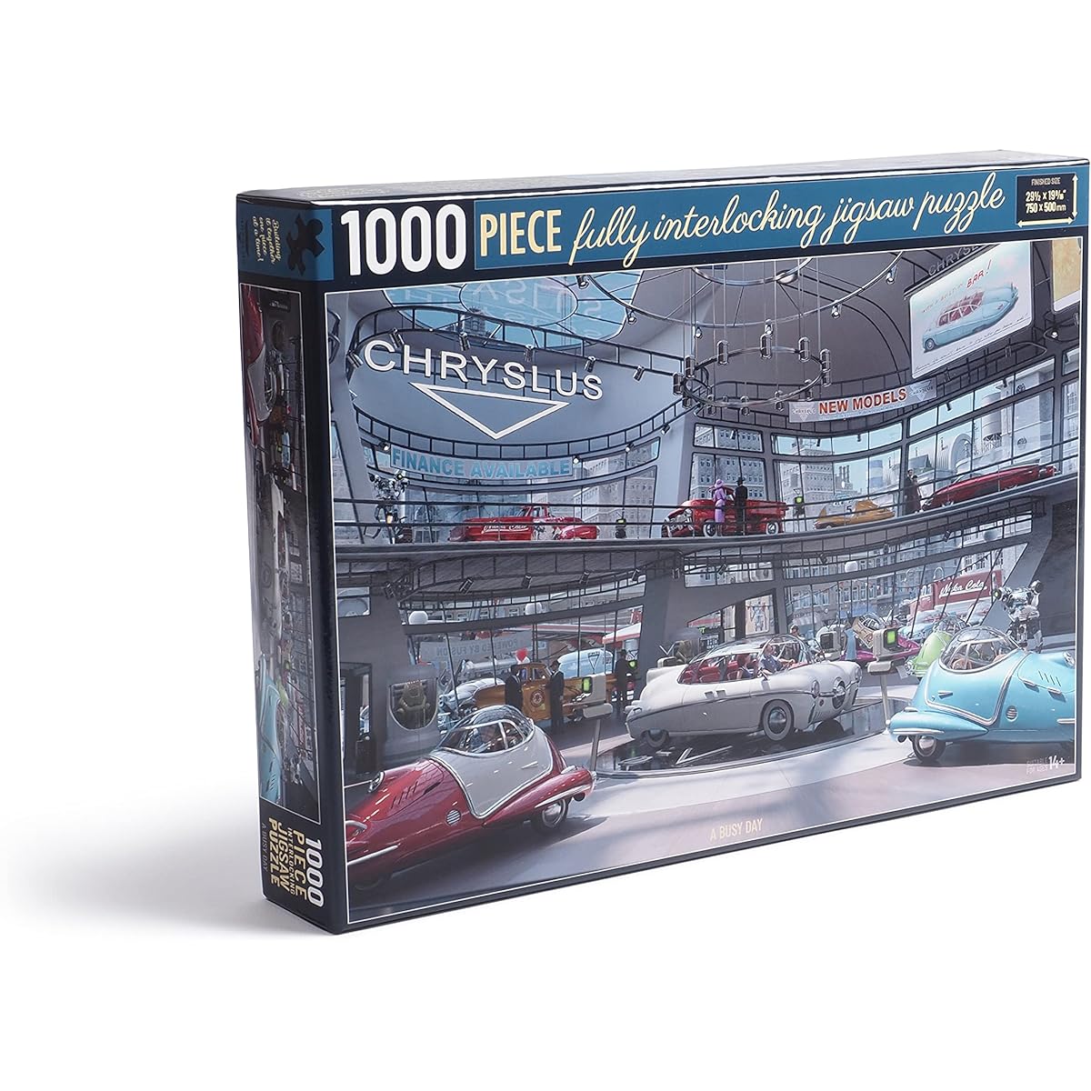Fallout 1000 Piece Jigsaw Puzzle - Busy Day - Filled with Cars Depicting the Best Crislas Showroom