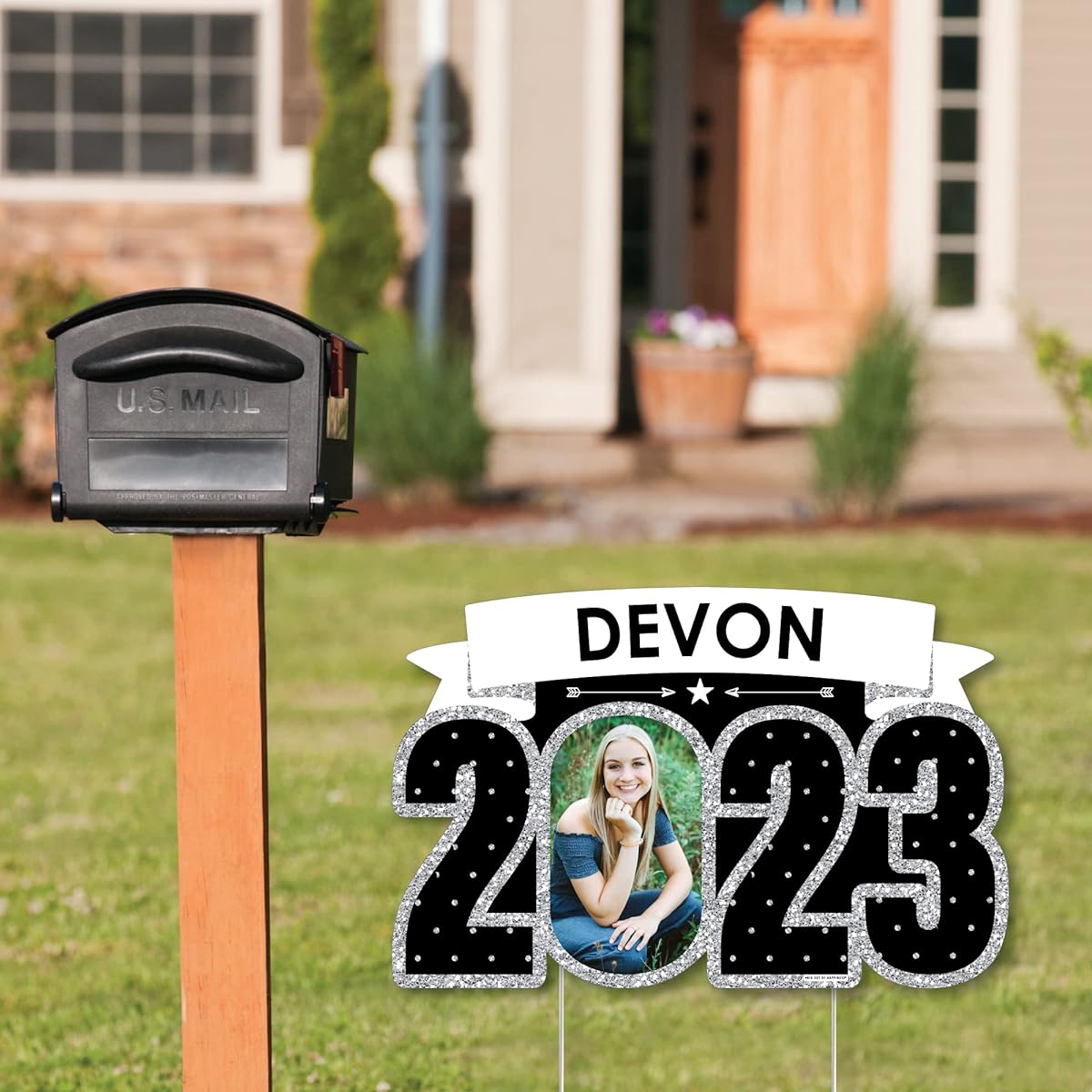 Big Dot of Happiness Graduation Toast - Custom Name and Photo 2023 Graduation Party Decorations - Party Yard Signs