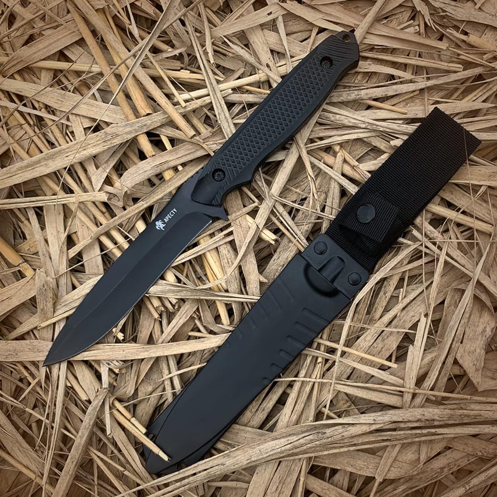 APECTY Sheath Knife Camping Knife Full Tang 5CR15Mov Stainless Steel Sharp Outdoor Survival Knife Disaster Prevention Fishing Knife Comes with Dedicated Sheath
