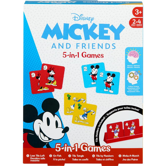 Mattel Disney Mickey & Friends 5-in-1 Game Family Night Game Night for Travel Camping