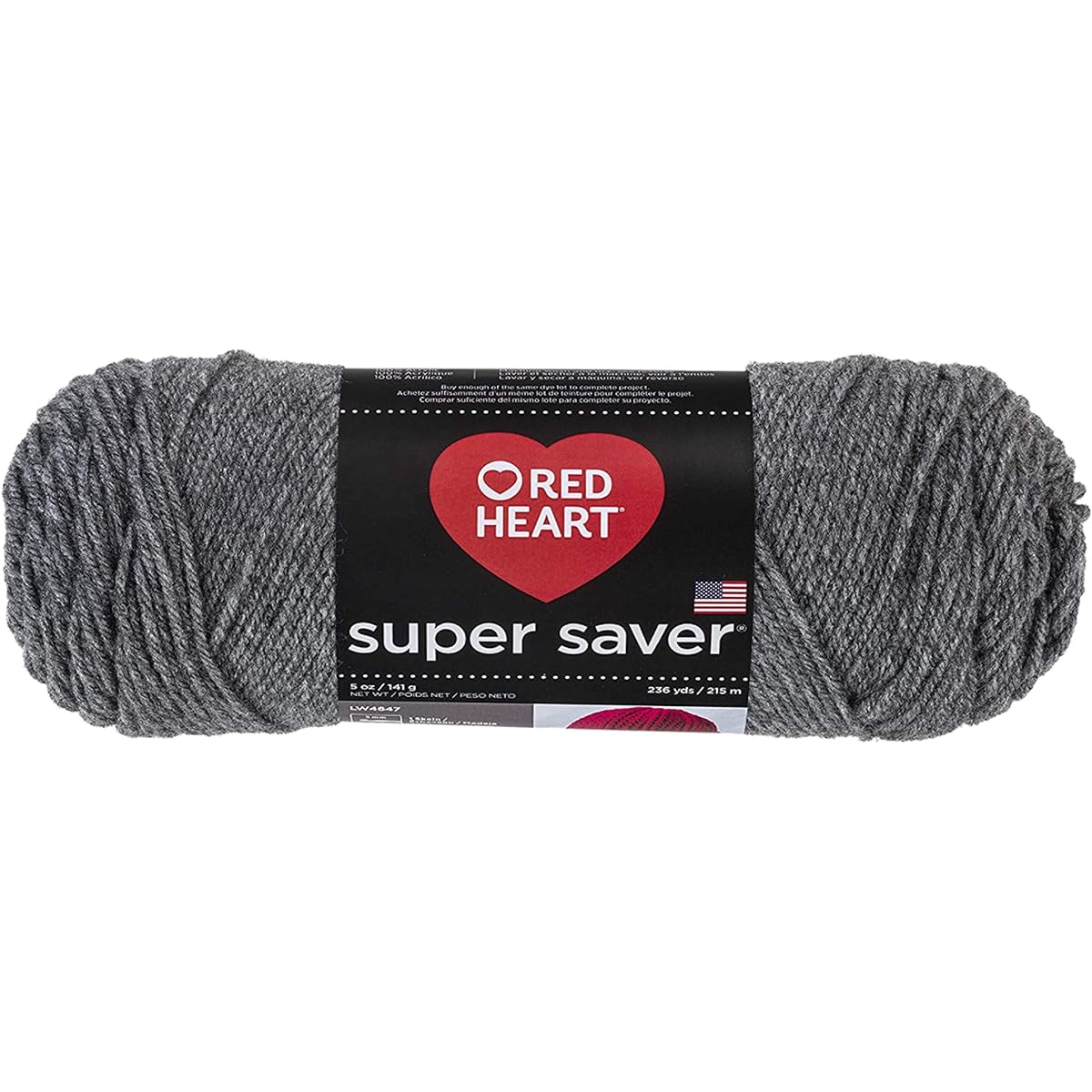 Red Heart E300.400 Super Saver Yarn 100% Acrylic - Knit and Crochet 4 Strand Yarn - Pack of 6 5 oz Each (Grey Heather)