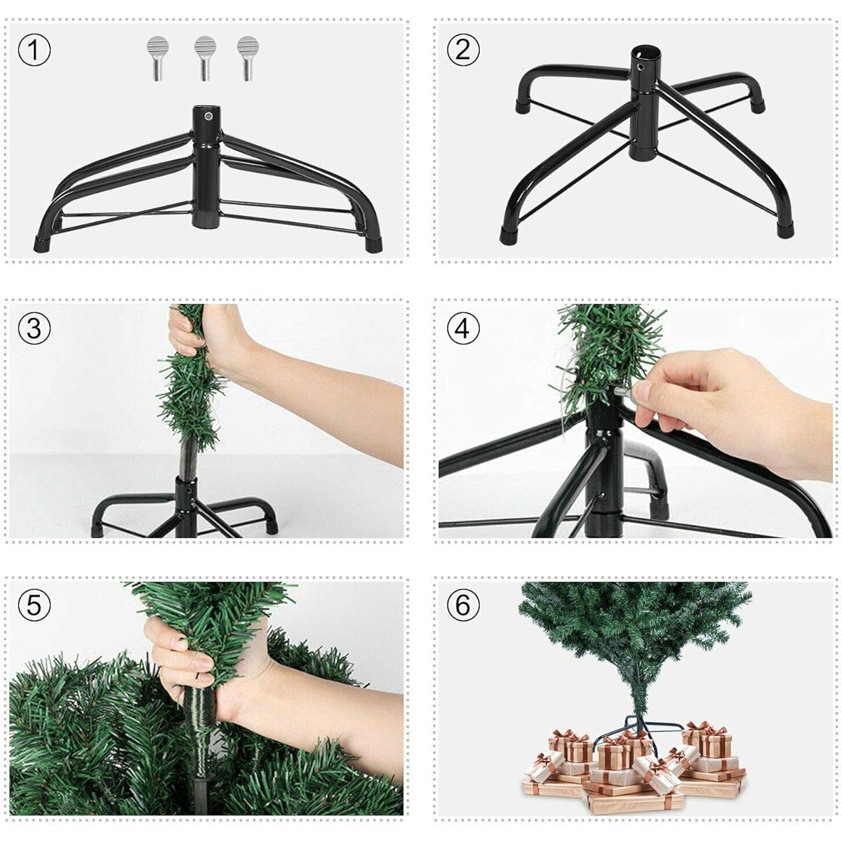SHATCHI 4ft- Black Artificial Tree Imperial 230 Tips Artificial Tree with Metal Artificial Stand