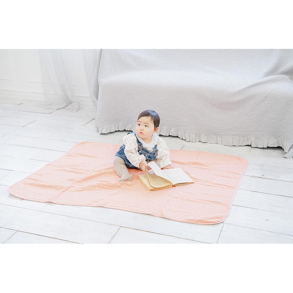 angerolux towel blanket nap blanket swaddle star 6-layer gauze blanket [Made in Japan] Pale pink L