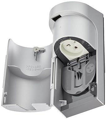 Panasonic EV/PHEV Charging 15A/20A Grounded Outdoor Outlet with Cover, Simple Key Included, Exposed/Embedded For 200V, White Silver WK4422S