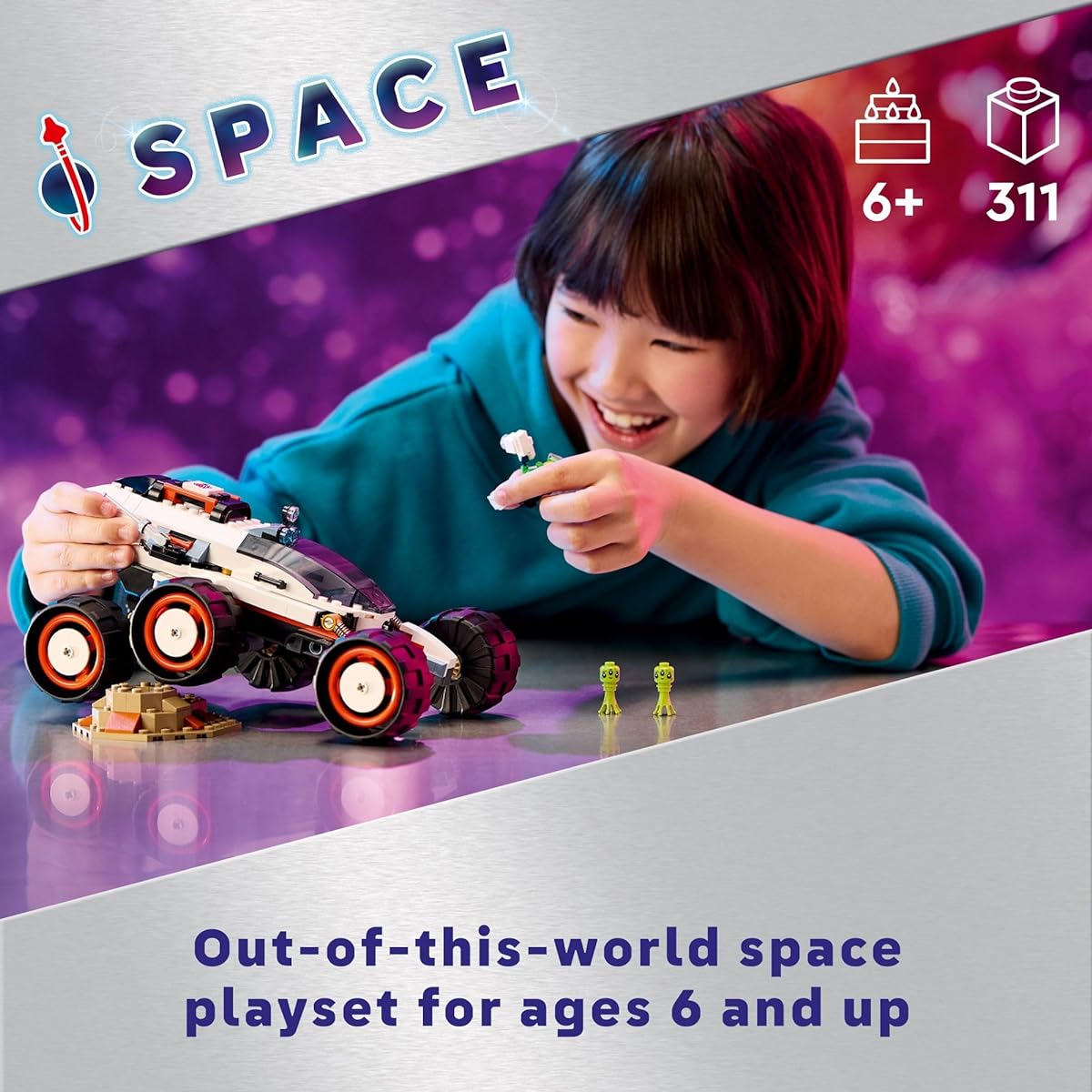 LEGO City Space Explorer Rover and Alien Life Toy - Space Gift for Boys and Girls Ages 6+ - Includes 2 Minifigures, Robot and Extraterrestrial Pretend Play STEM Toy 60431