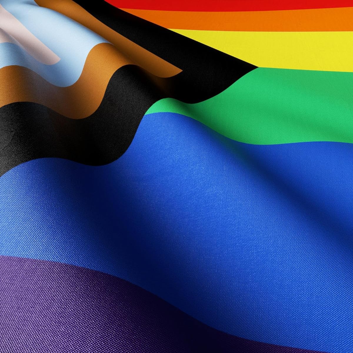 DecoVibe Progress Pride Flag 3x5ft Vibrant Fade Resistant Lightweight LGBT Flag with Double Stitching and Canvas Header Wall Decor for LGBTQ+ Support and Celebrate Pride Month