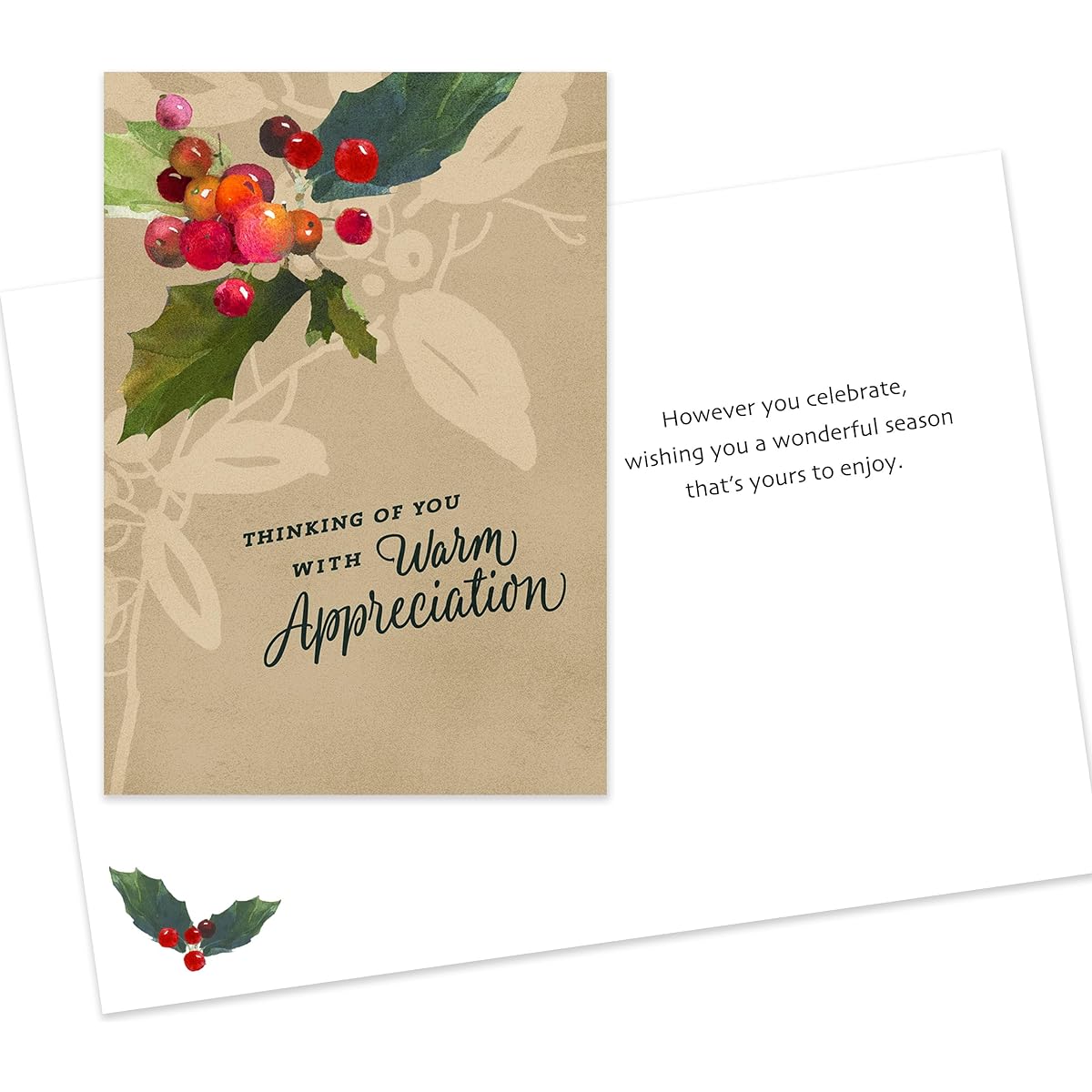 Hallmark Business 100 Pack Bulk Employee Holiday Cards (Warm Gratitude Holly)