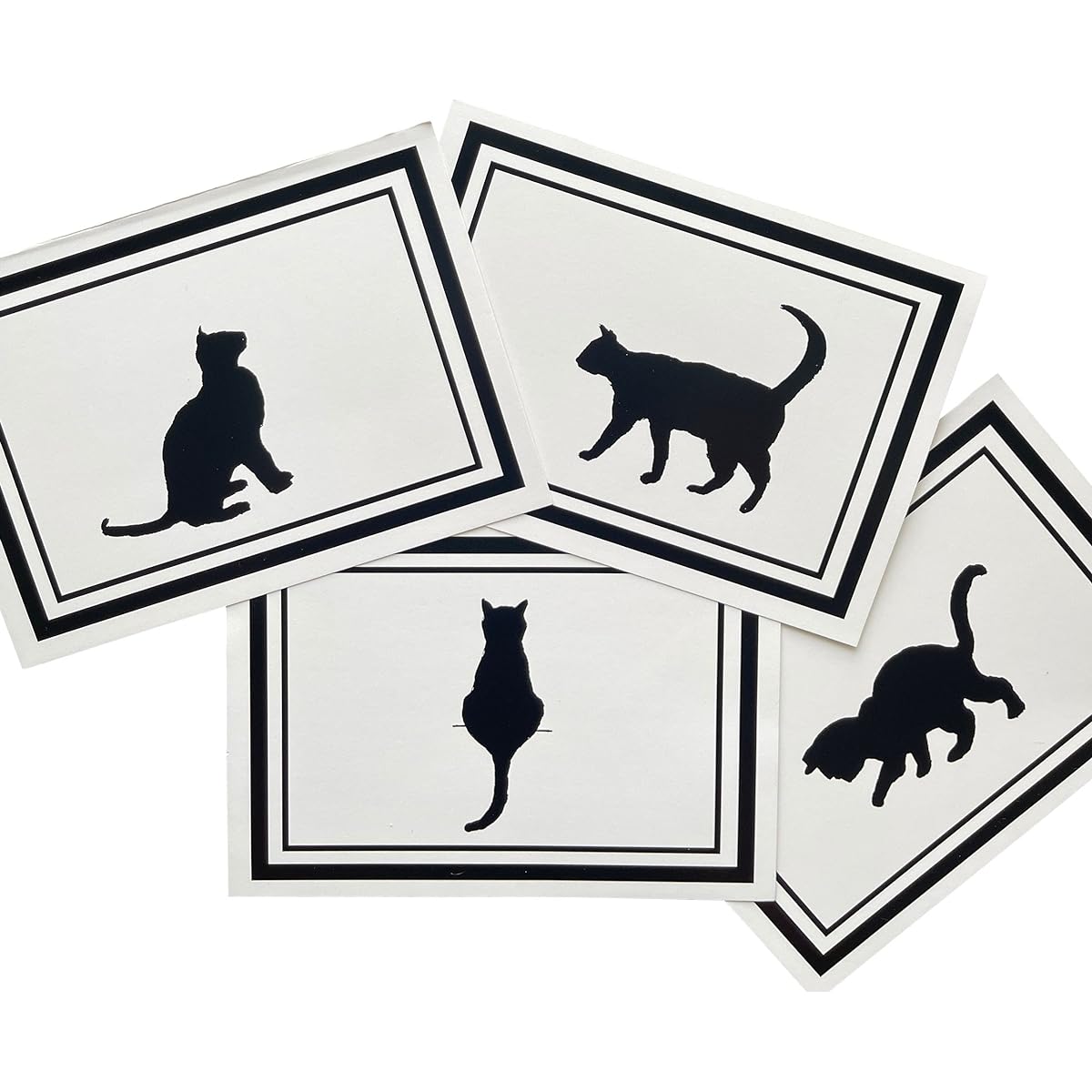Groomers Margins Cat Silhouette Blank Note Cards with Envelopes (24-Pack, 4.25 x 6 Inch) Kitten Note Cards for Cat Lovers