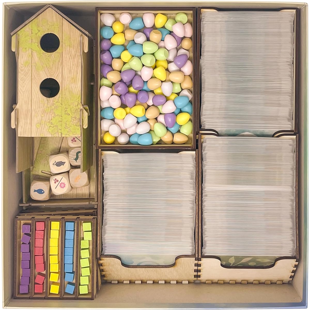 Roore Pre-assembled Board Game Organizer Inserts for Wingspan and Expansions (Wingspan Oceania Expansion and Wingspan Europe Expansion) Wingspan Organizer for All Wingspan Accessories, Black