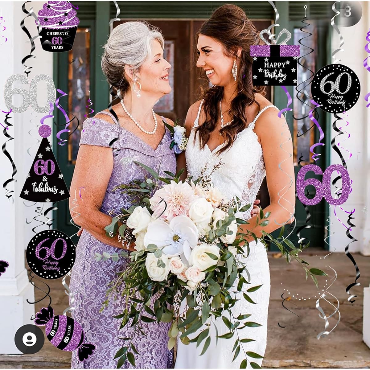 60th Birthday Decorations for Women Purple Silver/Women's 60th Birthday Party Decorations Purple Silver Black Foil with Balloons 60th Birthday Party Supplies