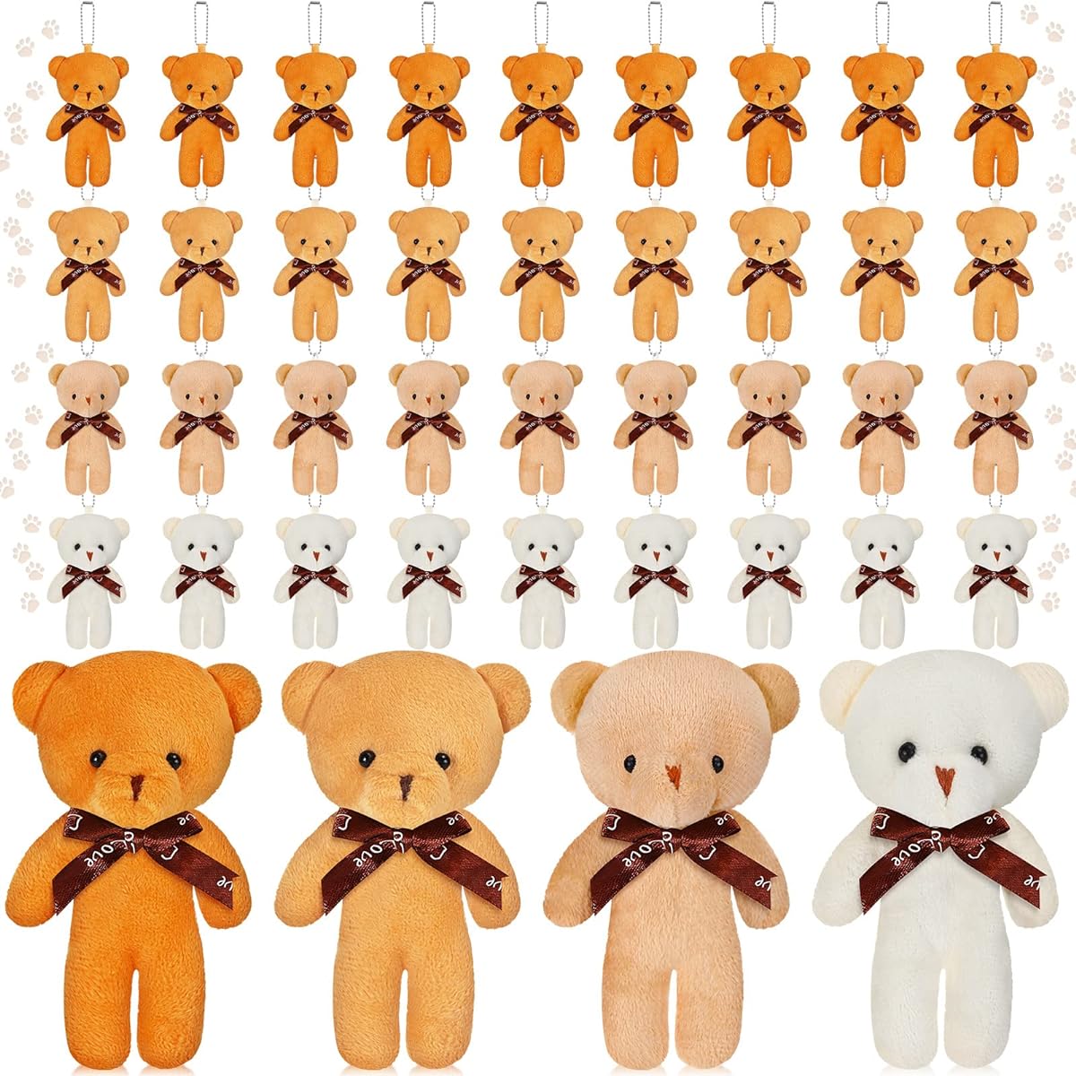 40 Pieces Mini Bear Plush Toy Gift Small Bear Mini Joint Bear Small Soft Bear Doll Stuffed Toy Christmas Halloween Graduation Birthday Wedding Decoration Party Favors (Simple Style, 12cm)