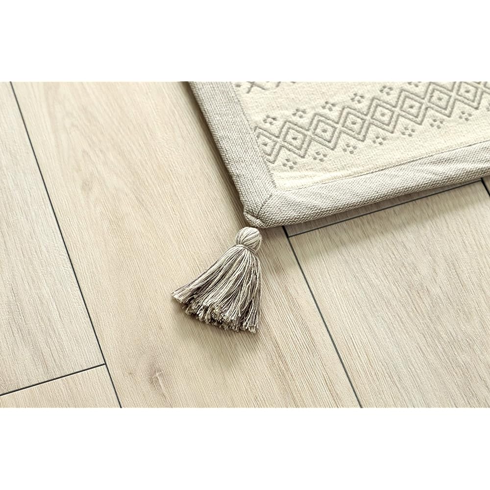 Ikehiko Rug Carpet Rectangle Baron Gray Approx. 180 x 230cm Indian Cotton Moisture Absorbent Simple Geometric with Tassel Compact Year-round All Seasons #1293950138402