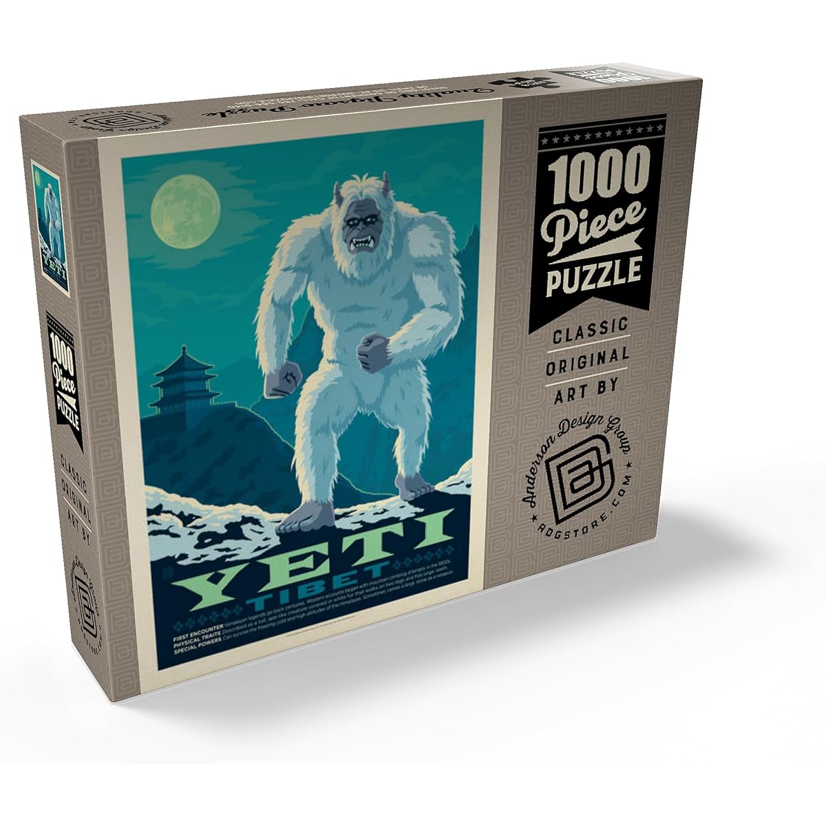 Mythical Creatures: Yeti, Vintage Poster - Premium 1000 Piece Jigsaw Puzzle for Adults