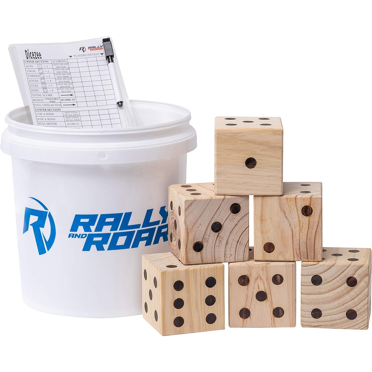 Rally and Roar Giant Dice Game Set for Adults Family Outdoor Wooden Dice Game Set Fun Interactive Clean Family Game for Outdoor Lawn Bar