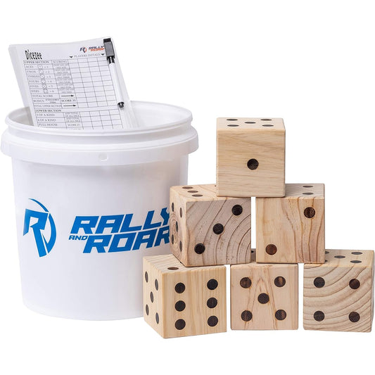 Rally and Roar Giant Dice Game Set for Adults Family Outdoor Wooden Dice Game Set Fun Interactive Clean Family Game for Outdoor Lawn Bar
