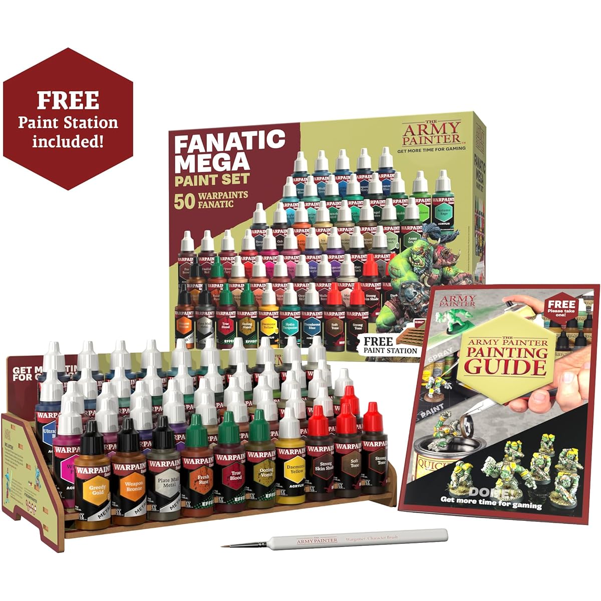 The Army Painter Warpaints Fanatic: Mega Set of 50 Paints: 36 Acrylics, 4 Skin Tones, 3 Metallics, 3 Effects, 4 Washes