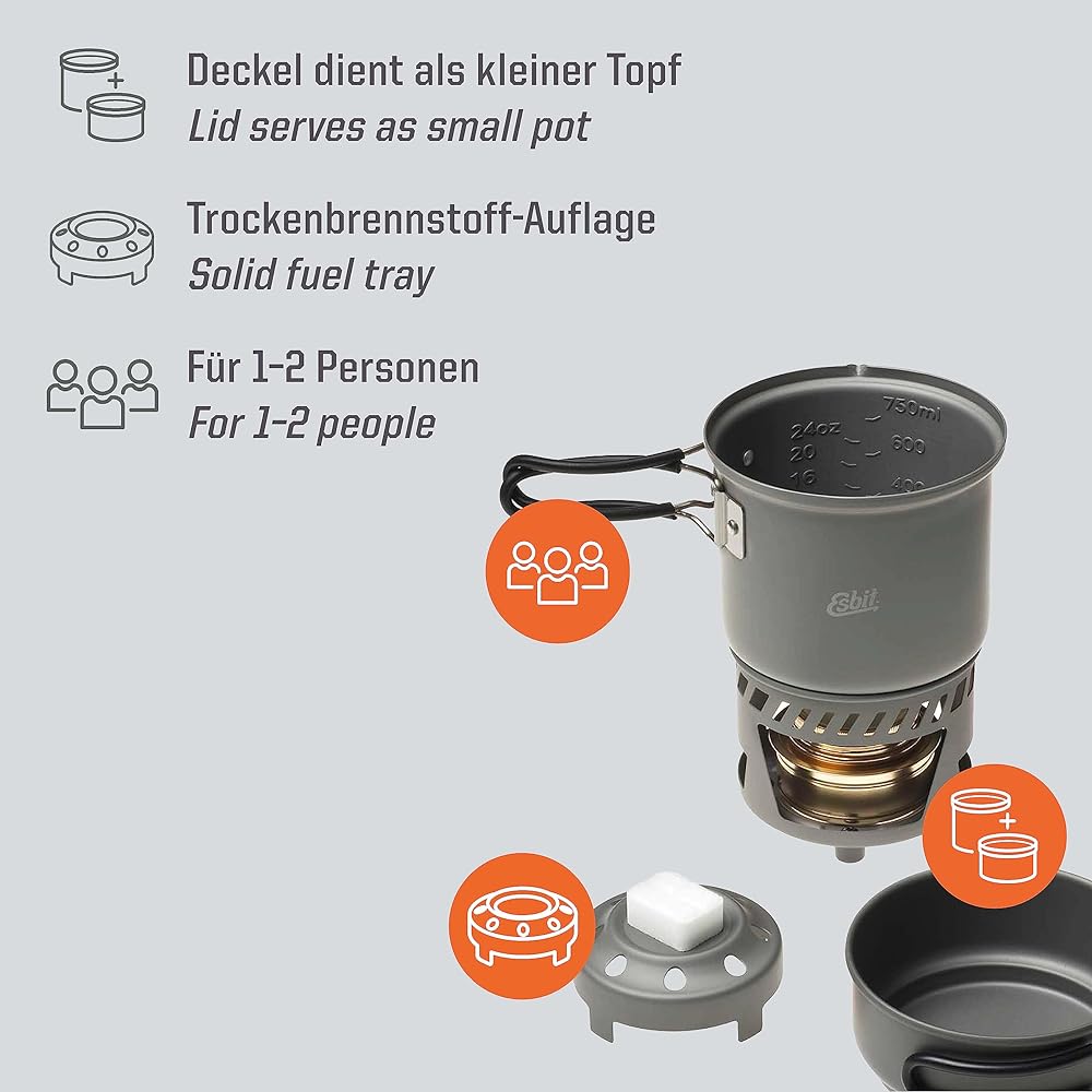 Esbit Cook Set with Alcohol Burner 985ml ESCS985HA0