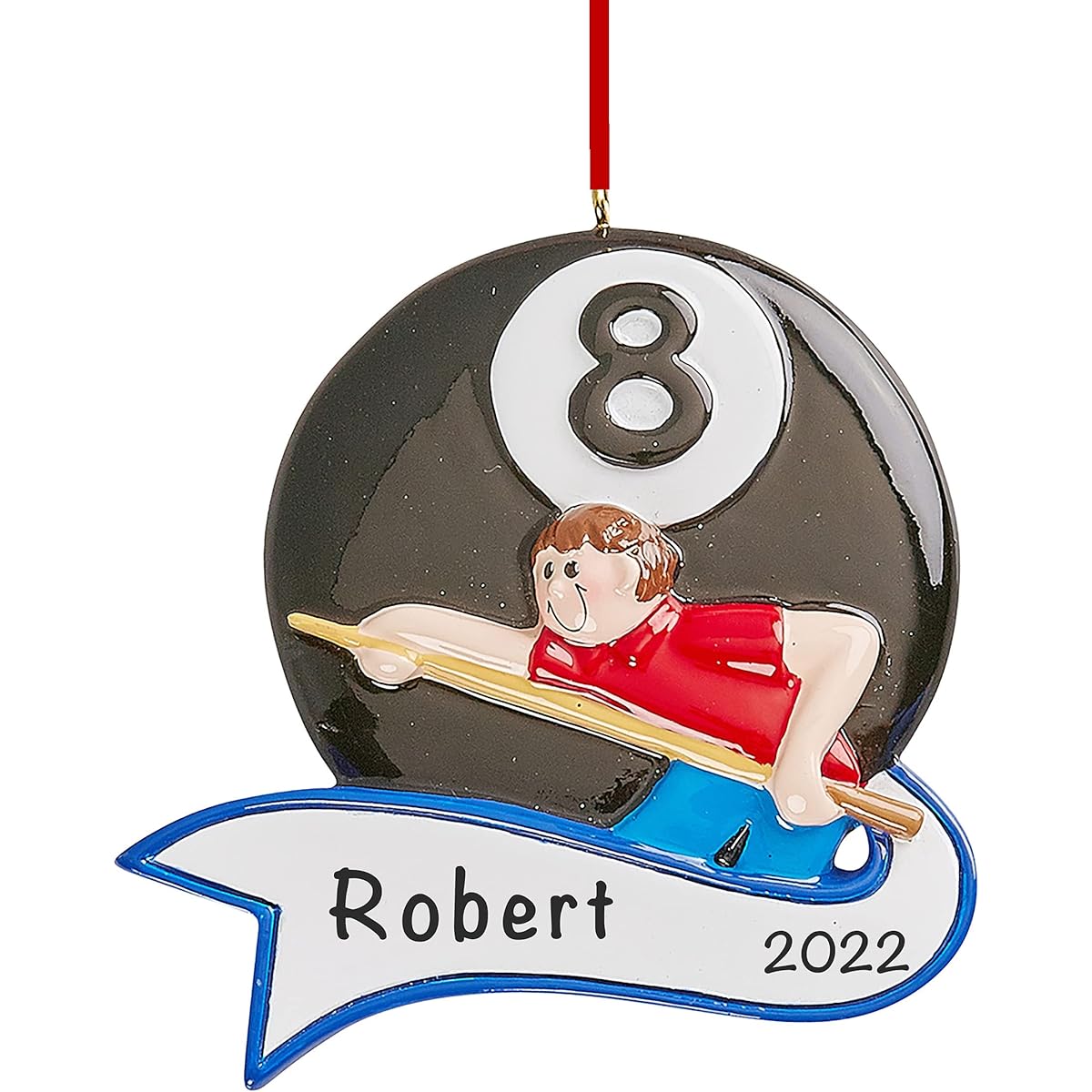 Personalized Billiard Christmas Ornament 2023 – Free Customization in 24 Hours – Ball Pool Billiard Sports Fan Ornament with Name for Pool Players with Gift Box