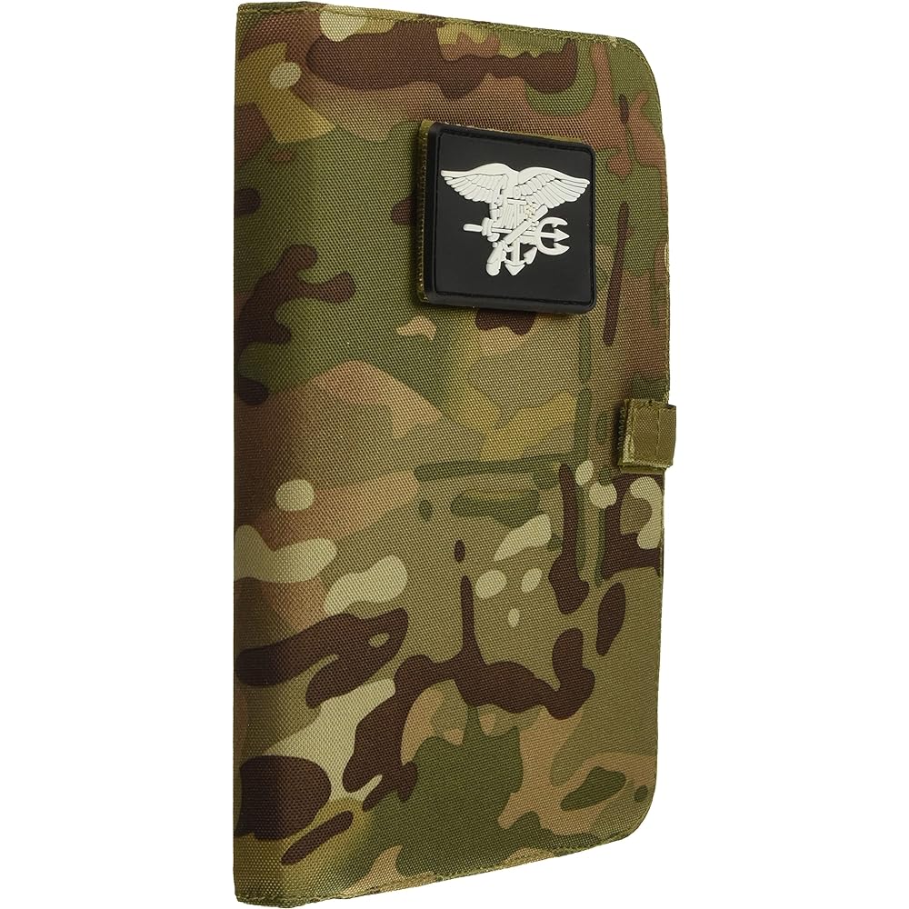 F-STYLE US Navy Navy Seals PVC emblem with waterproof fabric lining A5 size military notebook cover F-SD030325-Multi/Black