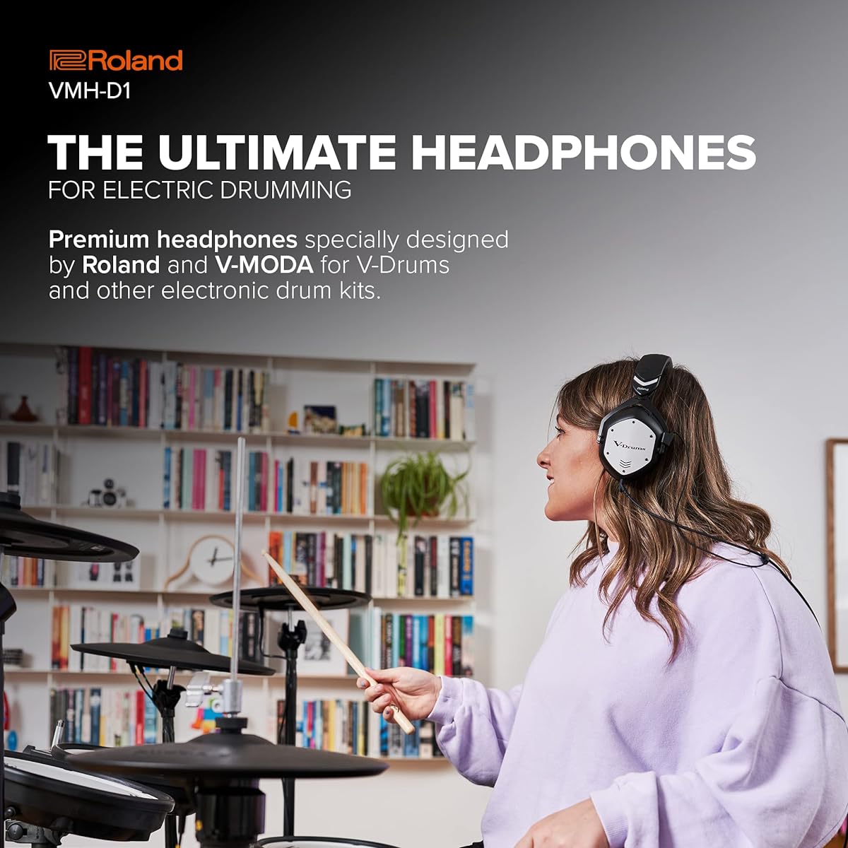 Roland VMH-D1 V-Drums electronic drum performance headphones black