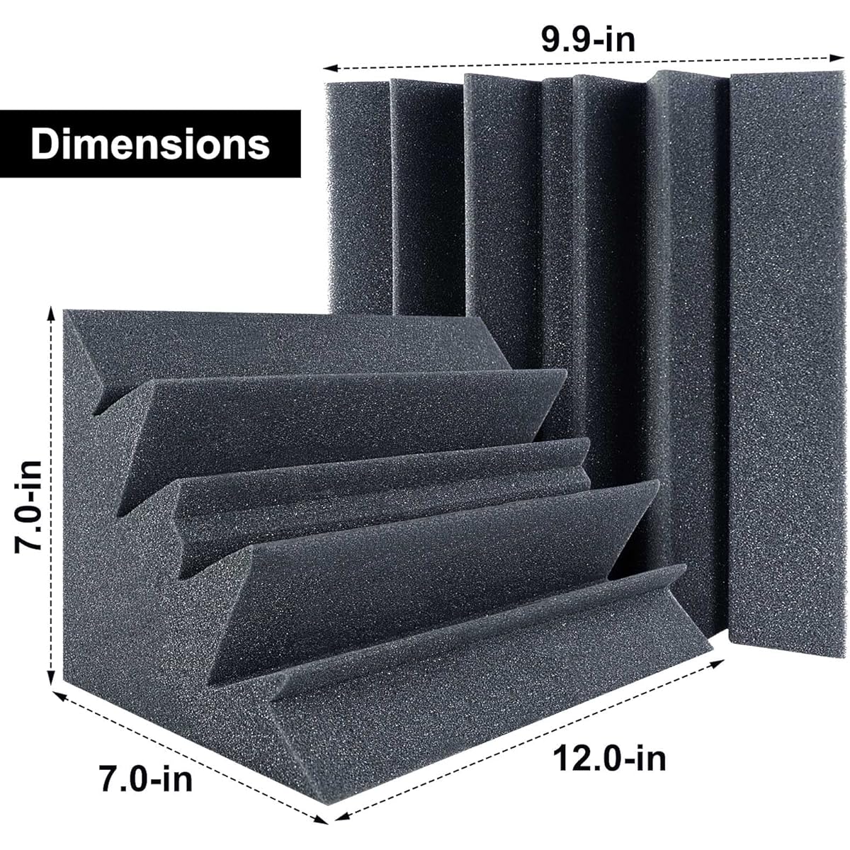 DEKIRU 8 Pack Acoustic Foam Bass Traps Corner Blocks 12" x 7" Studio Foam Soundproofing Foam Panels Noise Reduction Wall Soundproofing Pads Perfect for Studio/Home/Theater