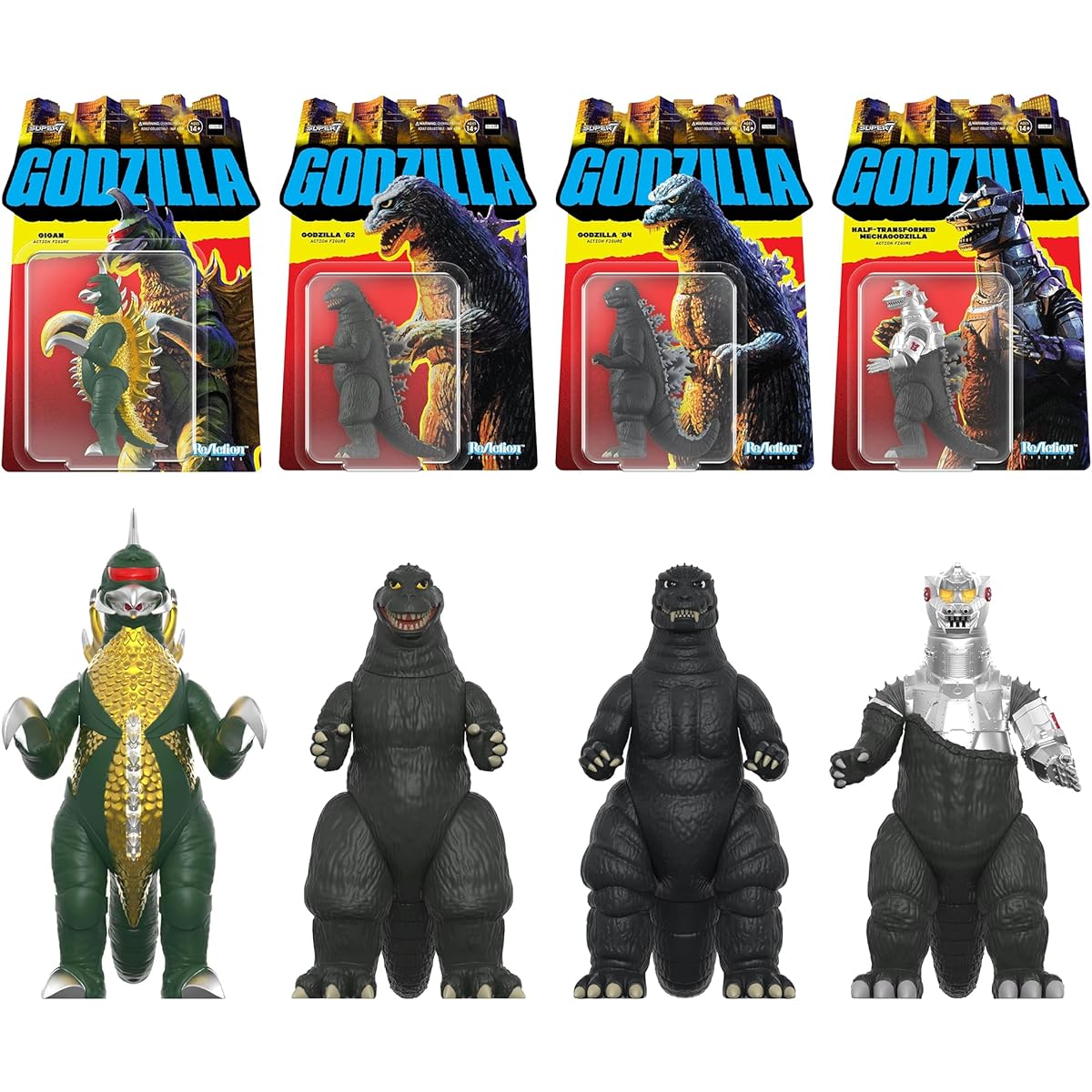 Super7 Toho Godzilla Gigan, Godzilla '62, Godzilla '84, Mechagodzilla - 3.75" Toho Godzilla Mixed Assortment Action Figures Classic Movie Collectibles