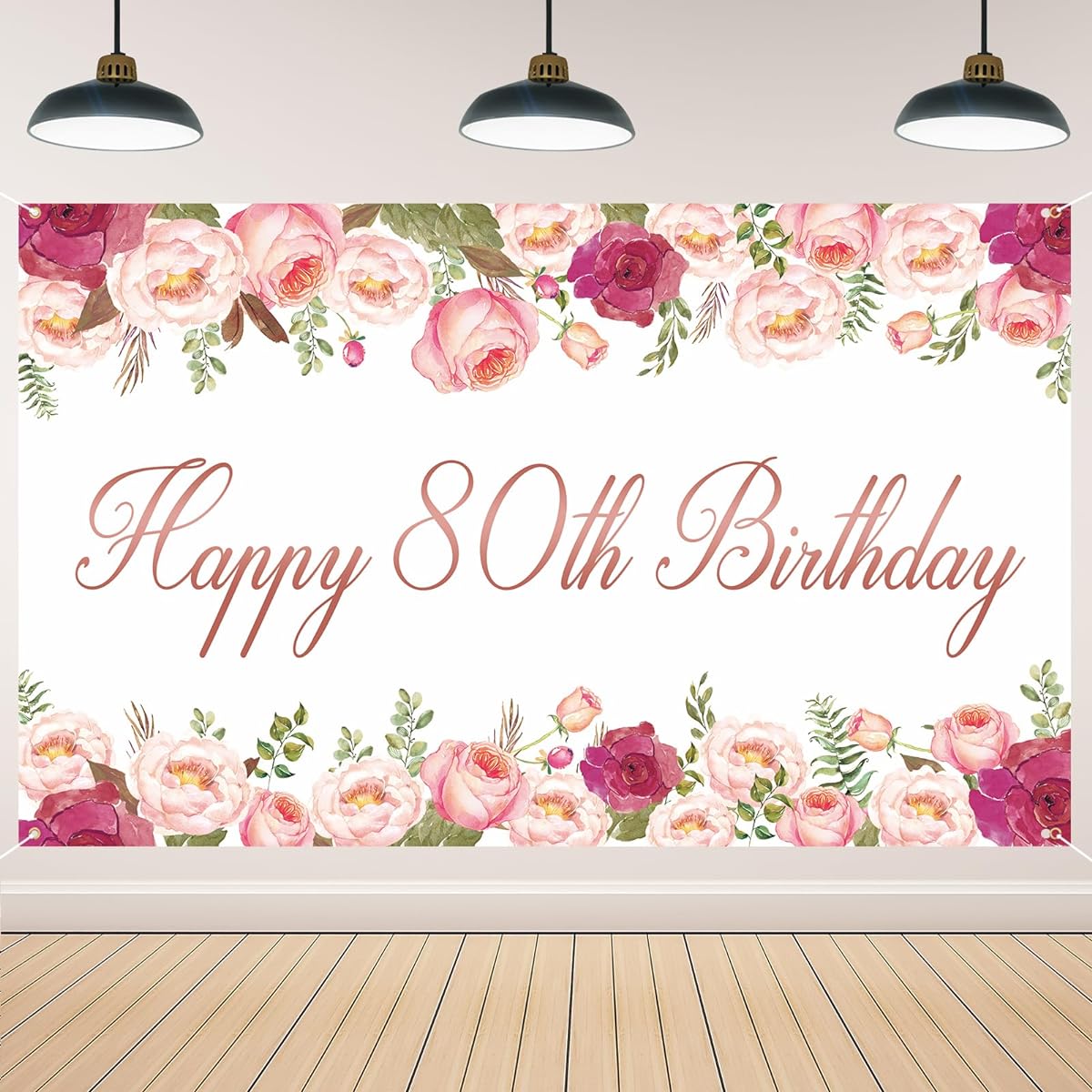 Vlipoeasn 80th Birthday Party Banner for Women, Happy 80th Birthday Party Surprise, Cheers for Mom, 80th Birthday Party Supplies