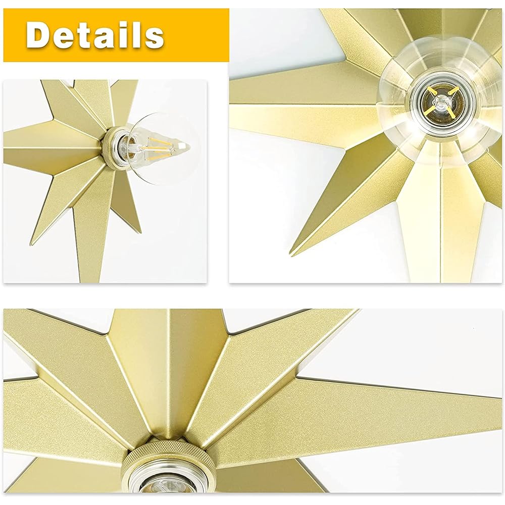 KY LEE Bracket Light for 1 Light E26 Stylish Cool Simple Star Shape Scandinavian Retro Modern Star Shape Cute Bracket for Dining Table Kitchen Toilet Stairs Living Room