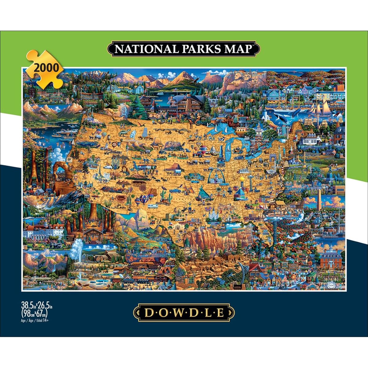 Buffalo Games - Dowdle - National Park Map - 2000 Piece Jigsaw Puzzle for Adults Challenging Puzzle Perfect for Game Night - Finished Size 38.50 x 26.50