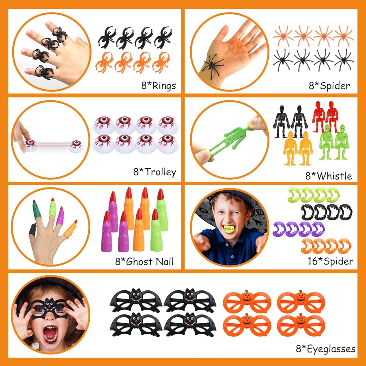 TOY Life Halloween Party Supplies for Kids 64 Pieces