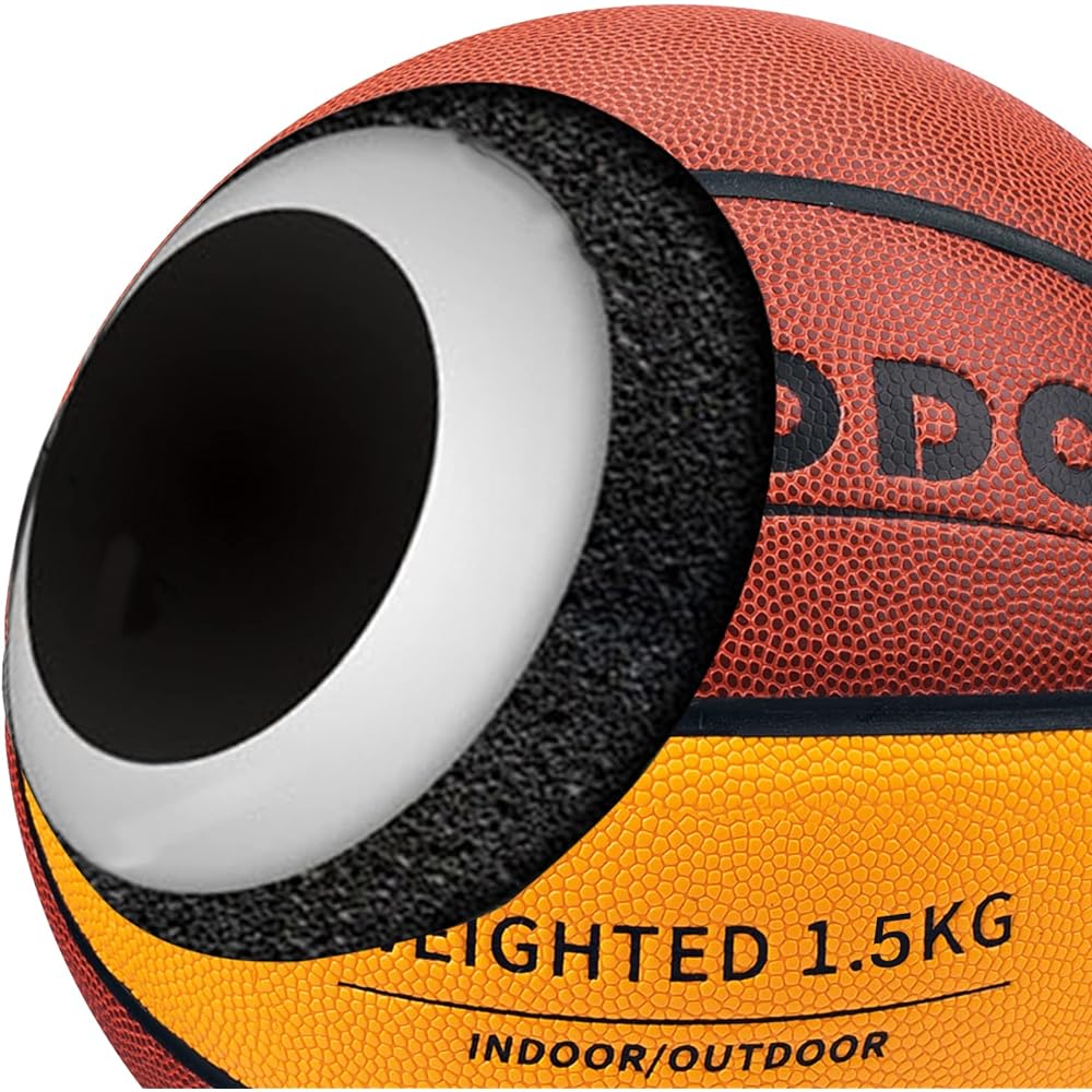 Basketball No. 7 Heavy Ball Basketball Weight Skill Training Outdoor/Indoor Practice PU Leather For Adults/Junior High School Students/College Students Black/Orange Yellow 1.0kg/1.3kg/1.5kg