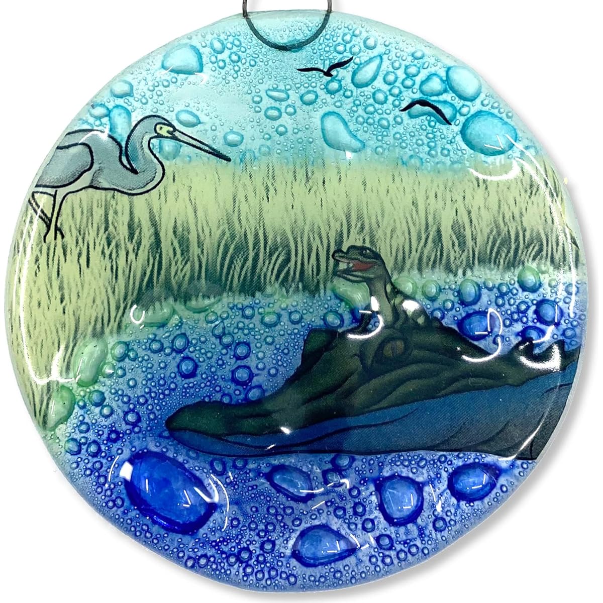 Ruth's Ethical Goods Alligator Swamp Christmas Tree Ornament Art Glass Light Catcher
