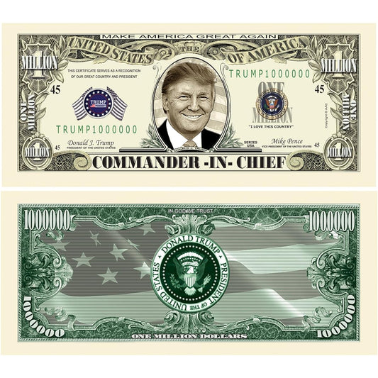 American Art Classics 100 Pack Donald Trump Commander President Limited Edition Million Dollar Bill