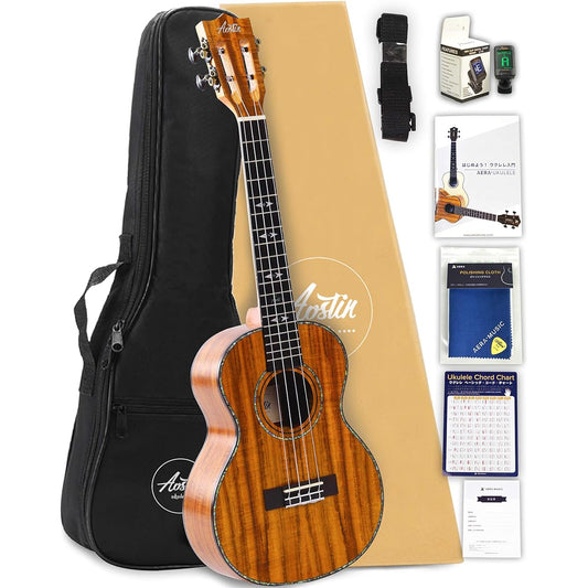Aostin Austin Ukulele Tenor Size Hawaiian Core Slotted Head AT100 (8-piece set including domestic warranty, tuner, instruction book, chord chart, gig bag) (Tenor)