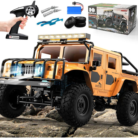 FUUY 1:12 Rock RC Crawler for Boys, RC Car with Full Metal Chassis for Outdoor Sand Grass Off-Road 30+km/h Remote Control Car 4WD All Terrain RTR Toy Car for Kids Age 3 4 5 6 7 8-12 Years Old Gift
