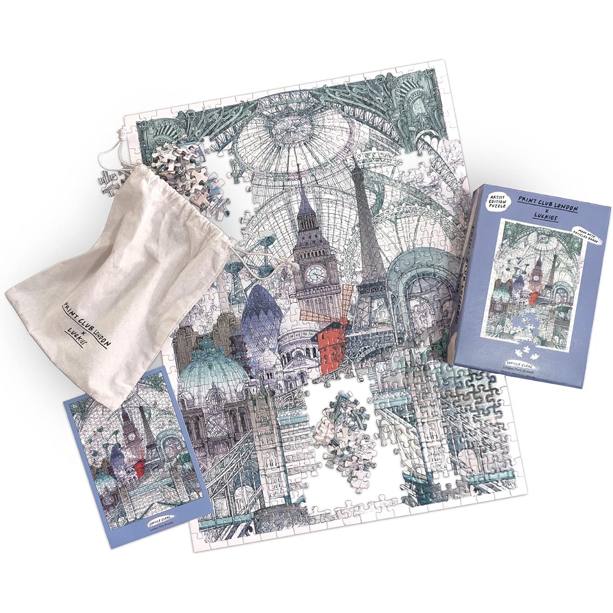 Luckies of London Jigsaw Puzzle for Adults 500 Piece London Paris Brussels Puzzle Board Game Wall Art & Home Decoration Includes Puzzle Box & Case Poster & Print Gift