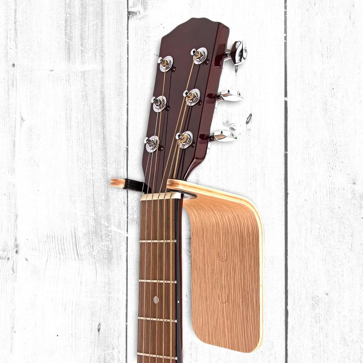 Guitar Wall Hanger Handmade Unique Design Bent Wood Guitar Hanger Wall Mount Guitar Holder Acoustic Guitar Accessories Ukulele Wall Mount Stand Wall Guitar Mount Guitar Hook (2 Pack, Oak)