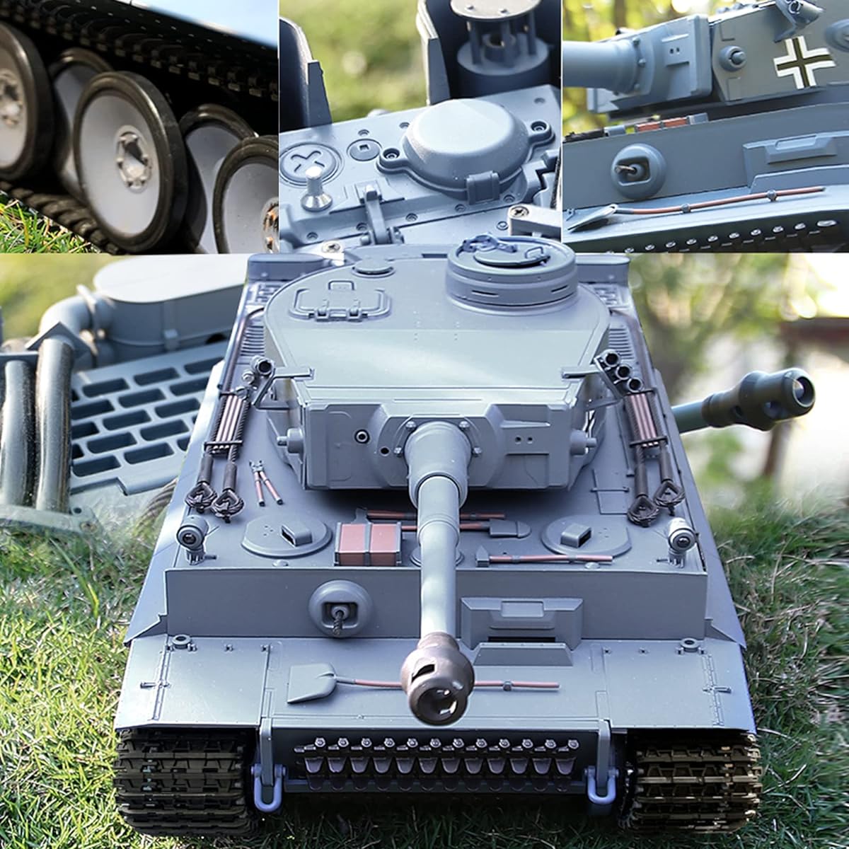 Heng Long RC Tank 1:16 Scale 2.4ghz Remote Control German Tiger I Gray Tank Model for Adults (320 Degree Rotating Turret) RC Main Battle Tank Military Vehicle Army Toy Gift for Ages 14+ Boys