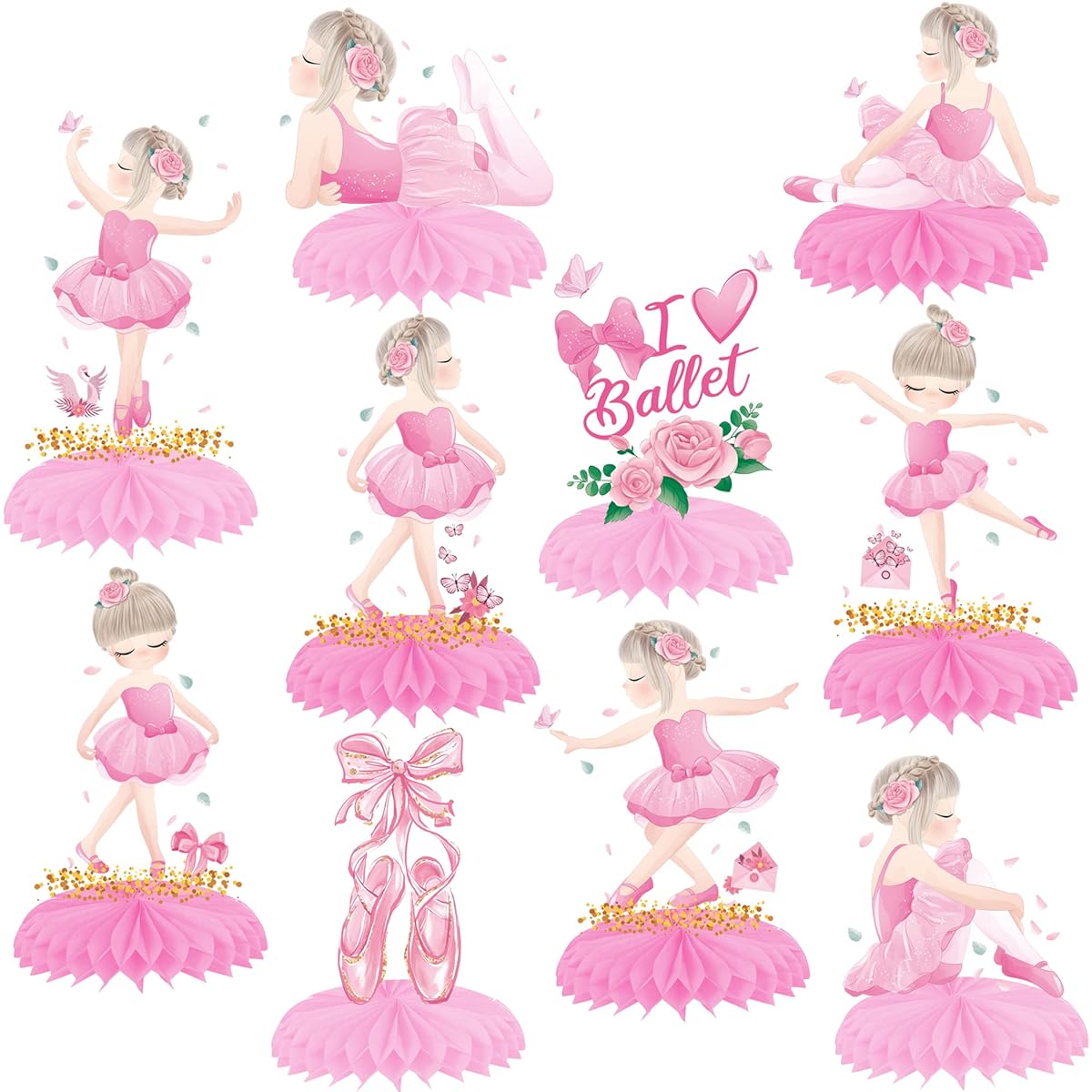 Ballet Girls Party Decorations Ballet Girls Party Honeycomb Centerpieces Dancing Girl Paper Table Centerpieces Girls Birthday Party Wedding Supplies