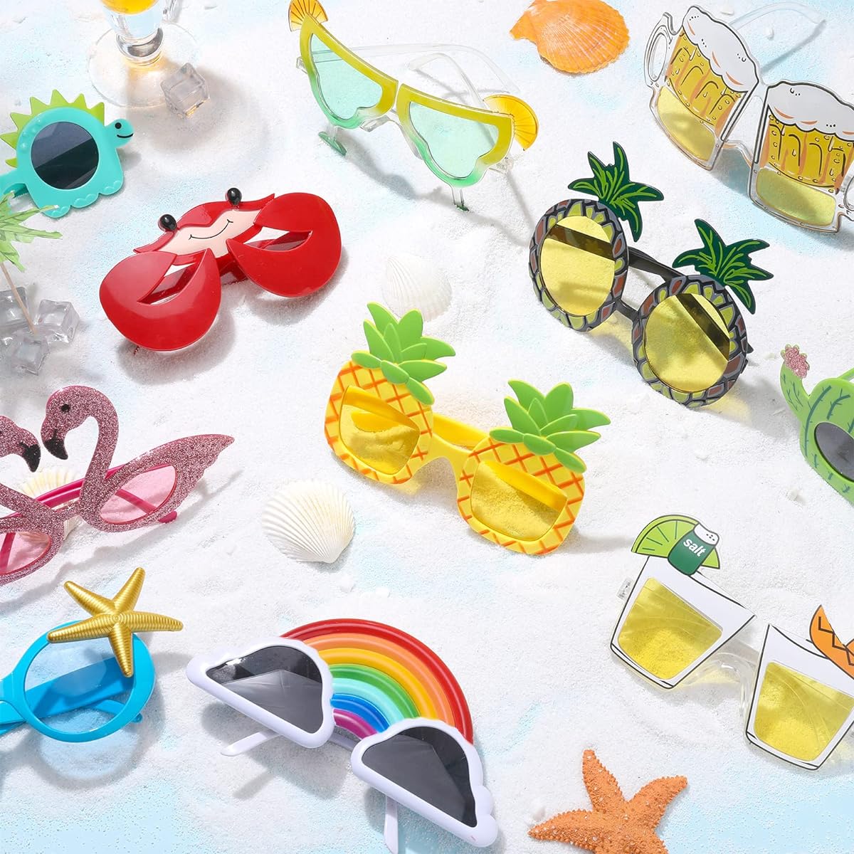 Luau Party Sunglasses Funny Hawaiian Glasses Plastic Sunglasses Hawaiian Theme Party Sunglasses Tropical Sunglasses Party Favors Photo Booth Glasses Luau Beach Theme Party Supplies 24pcs, as shown in the pictures