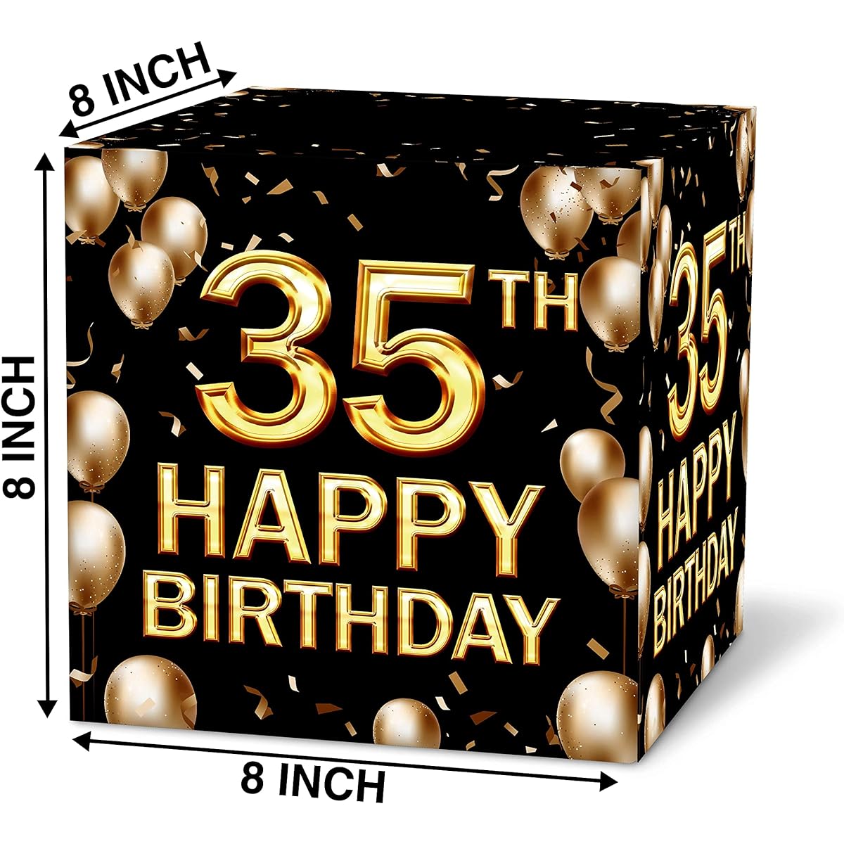 35th Birthday Card Box Black and Gold Card Box Birthday Party Decorations Party Supplies Money Box 1pc (030 sr)