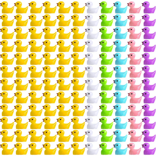 500pcs Mini Resin Ducks Miniature Figures Colored Mini Ducks Garden Aquarium Dollhouse Ornaments Tiny Duck Figurines Christmas Birthday Holiday Decorative Accessories