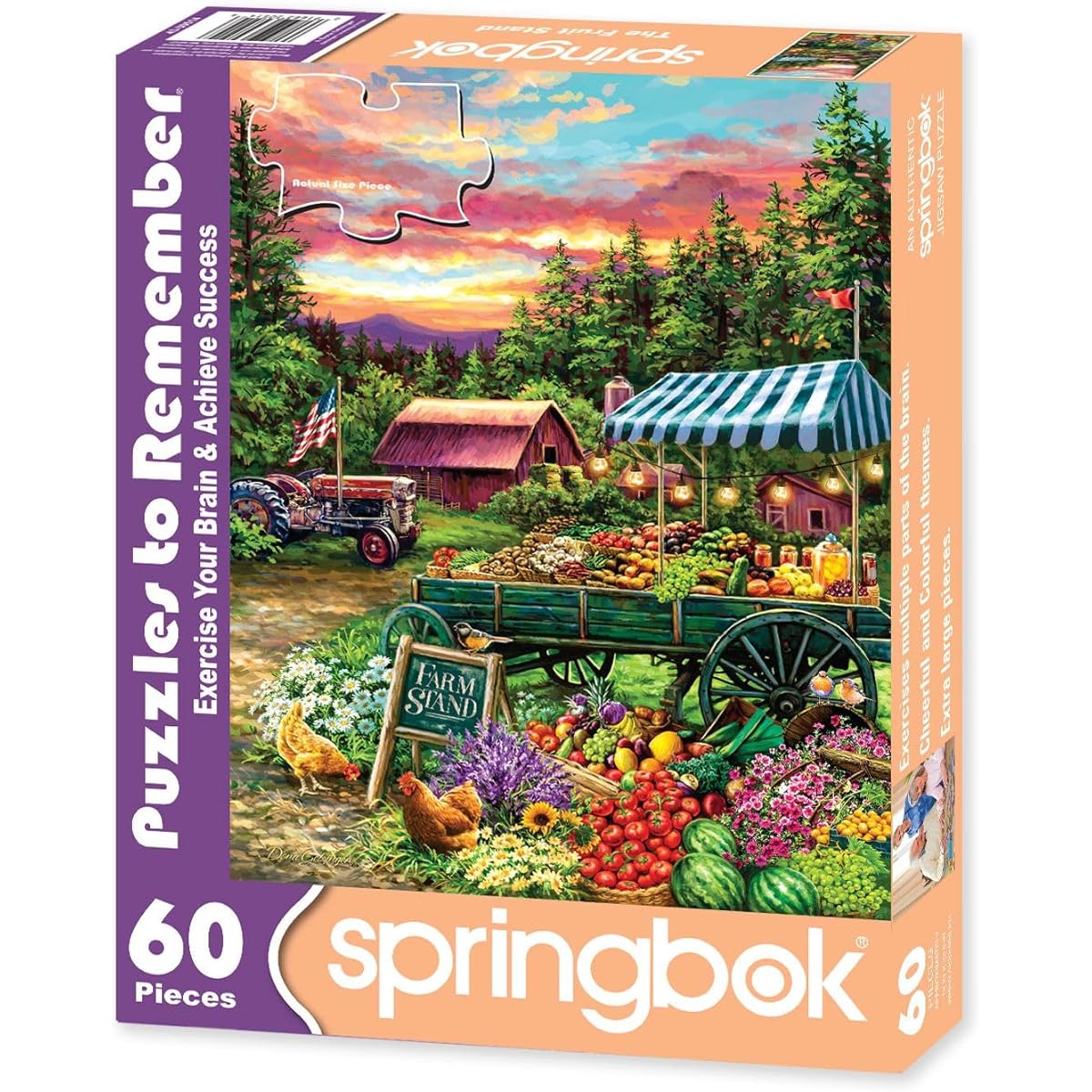 Springbok Puzzle to Remember - Alzheimer's & Dementia Activity - Fruit Stand 60 Piece Jigsaw Puzzle - Made in the USA