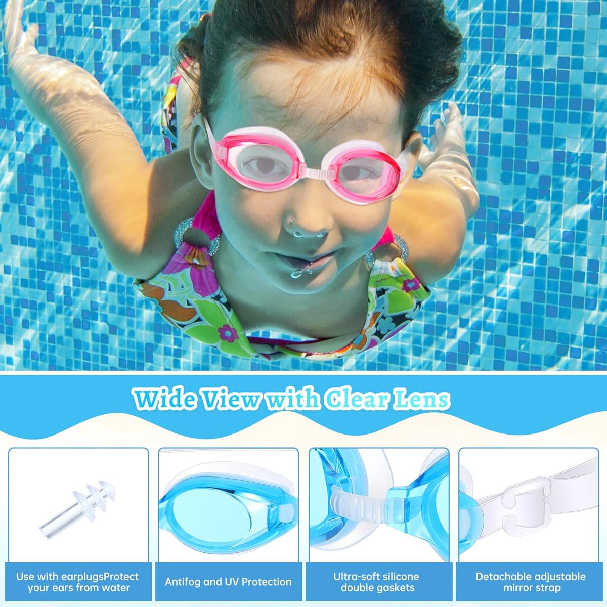 3 Pairs Swimming Arm Float Rings, Inflatable Swimming Arm Float Bands, Arm Floater Sleeves, 3 Pieces Swimming Goggle Arm for Kids, 1 Piece Inflatable Tube, Swimming Gear for Toddlers, Arm Swimming Rings