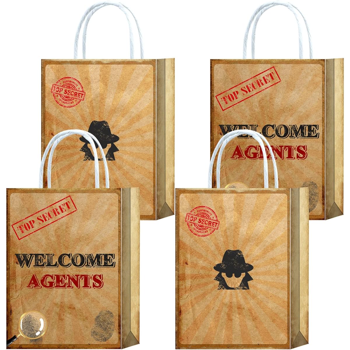 16 Pieces Top Secret Party Favor Bags with Handles for Escape Room Party Favors Top Secret Stamps Club Team Activities Top Secret Theme Birthday Favor Bags Spy Party Decorations Supplies