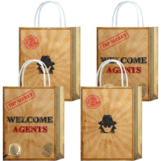 16 Pieces Top Secret Party Favor Bags with Handles for Escape Room Party Favors Top Secret Stamps Club Team Activities Top Secret Theme Birthday Favor Bags Spy Party Decorations Supplies