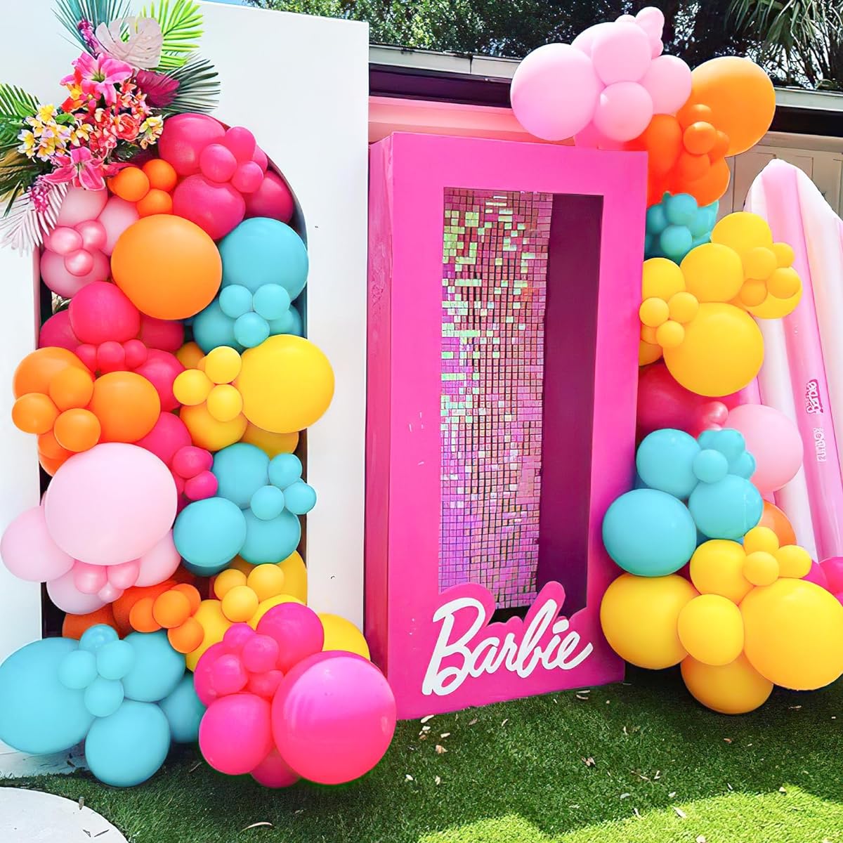 BBeipulas 85 Pieces Hot Pink Yellow Balloon Garland 12 Inch Summer Pool Balloons for Wedding Bridal Shower Birthday Party Decorations