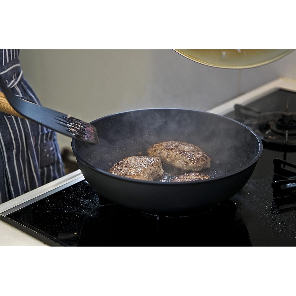 Kyoto Katsugu Aluminum Cast Deep Frying Pan 22cm Made in Japan For Gas Fire Only 4580047177096 Matte Black